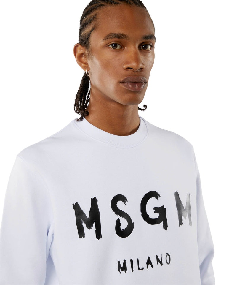 White MSGM Long Sleeved Cotton Sweatshirt | USA_MSGM42666