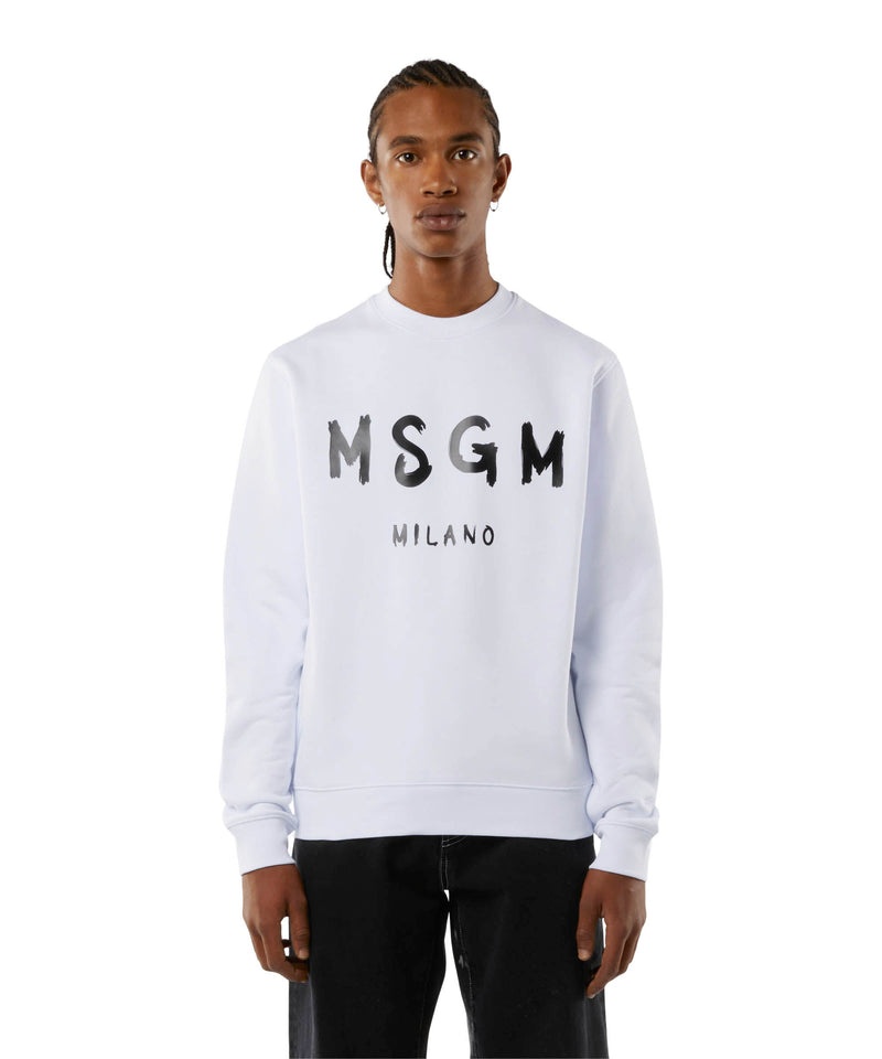 White MSGM Long Sleeved Cotton Sweatshirt | USA_MSGM42666