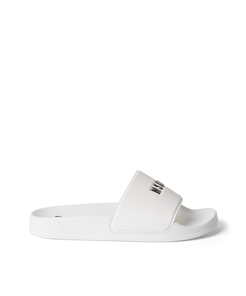 White MSGM Mini Logo Pool Slides | USA_MSGM15780