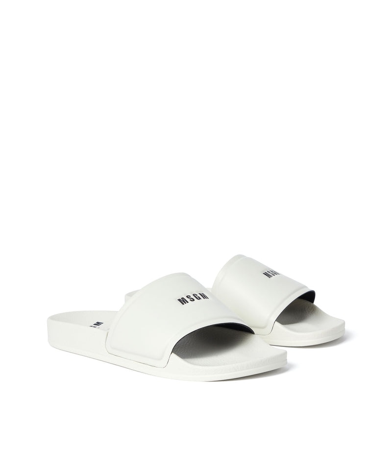 White MSGM Pool Slippers With Msgm Micro Logo | USA_MSGM32342