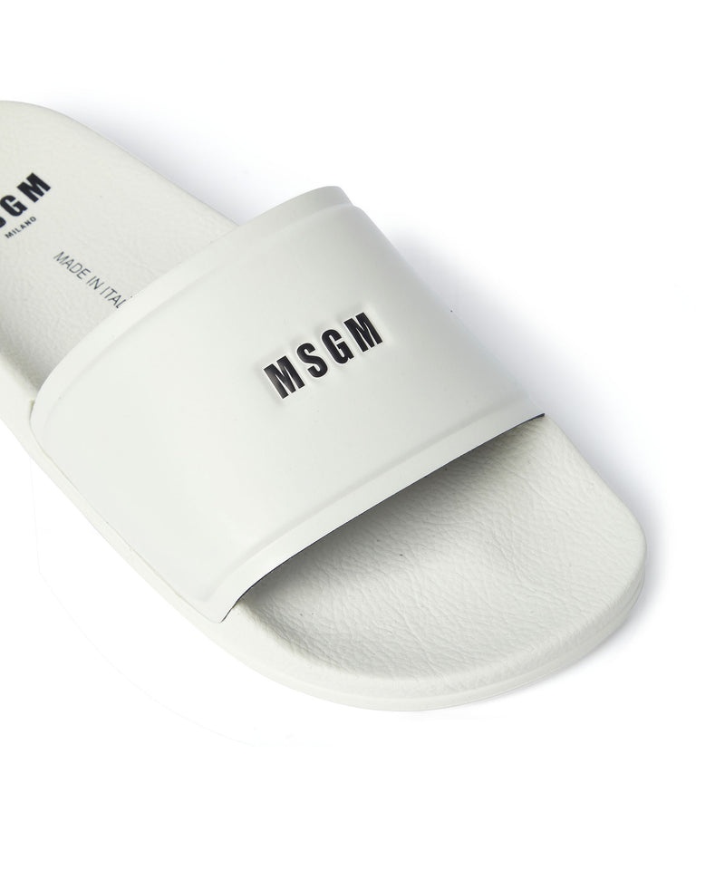 White MSGM Pool Slippers With Msgm Micro Logo | USA_MSGM32342