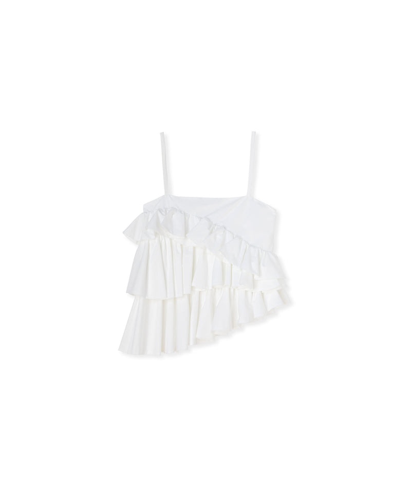 White MSGM Poplin Top With Suspenders And Bow | USA_MSGM27737