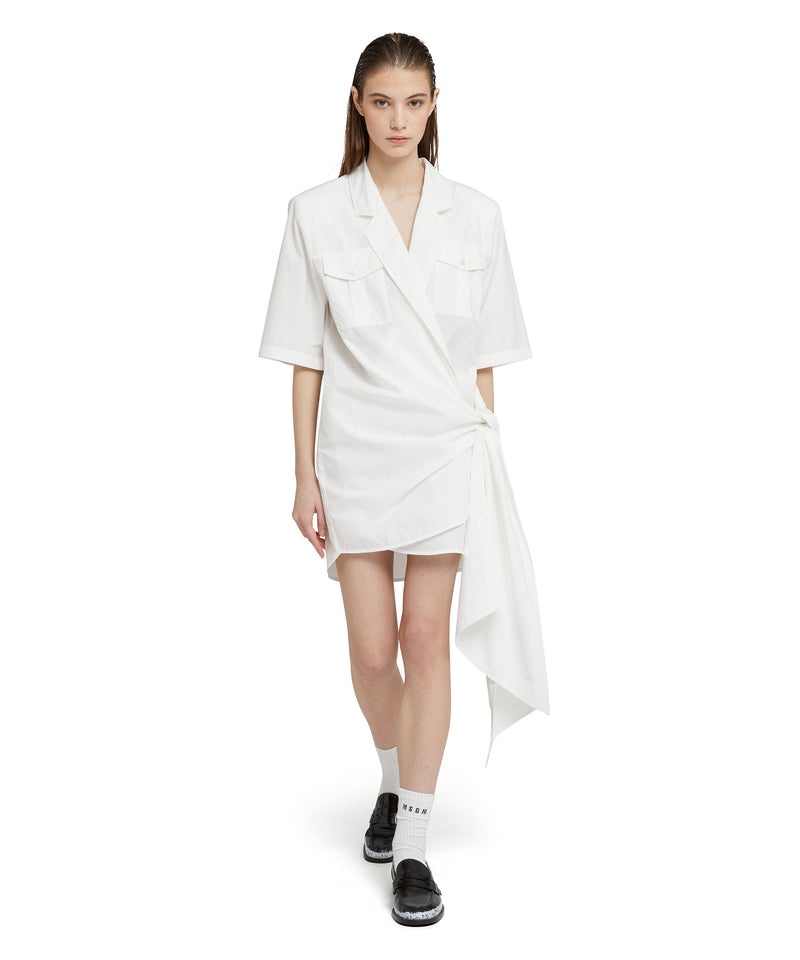 White MSGM Poplin With Bowed Waistline | USA_MSGM16686