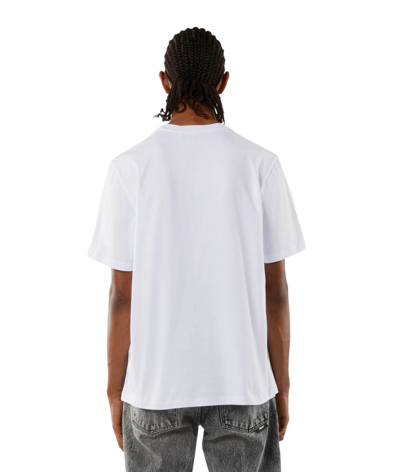 White MSGM Round Neck Cotton Micro Logo | USA_MSGM75392