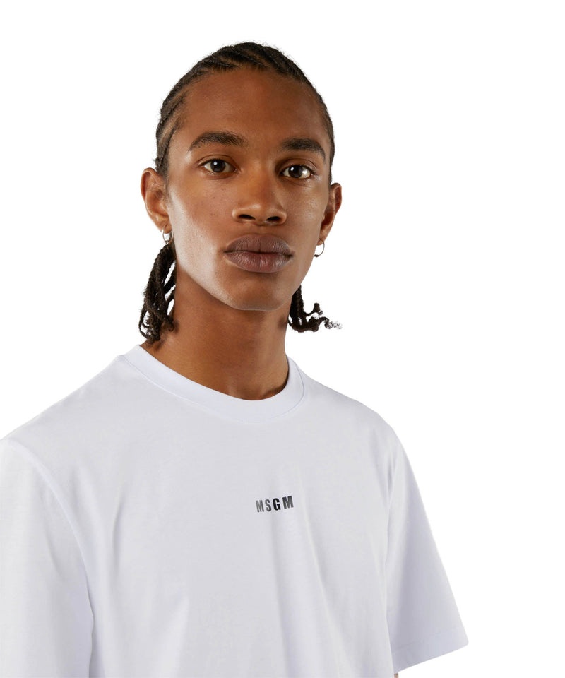 White MSGM Round Neck Cotton Micro Logo | USA_MSGM75392