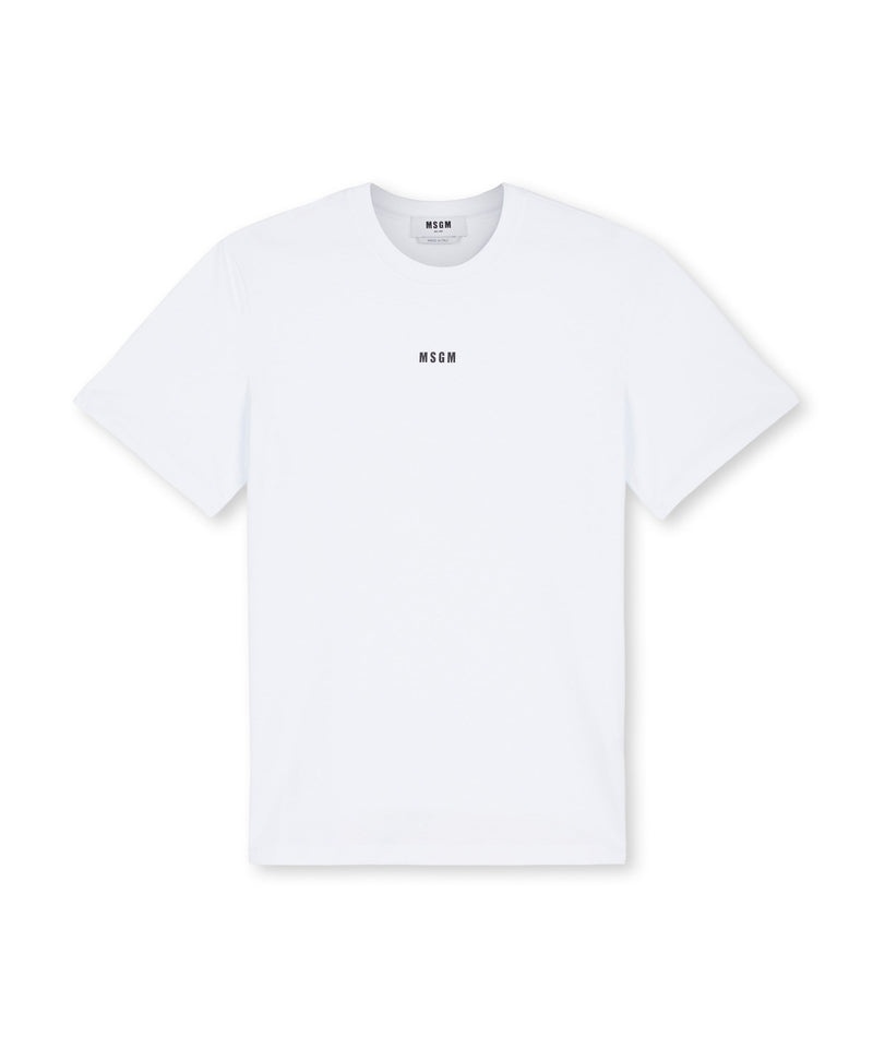 White MSGM Round Neck Cotton Micro Logo | USA_MSGM75392