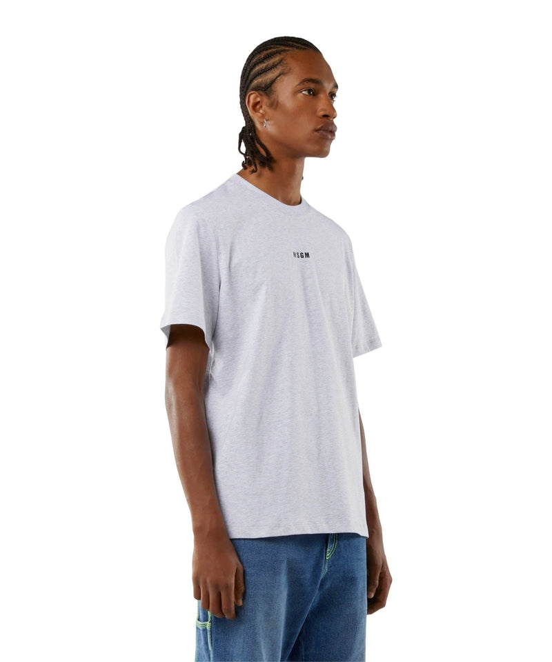 White MSGM Round Neck Cotton Micro Logo | USA_MSGM47505