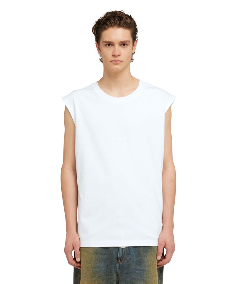 White MSGM Sleeveless Mini Logo | USA_MSGM85514