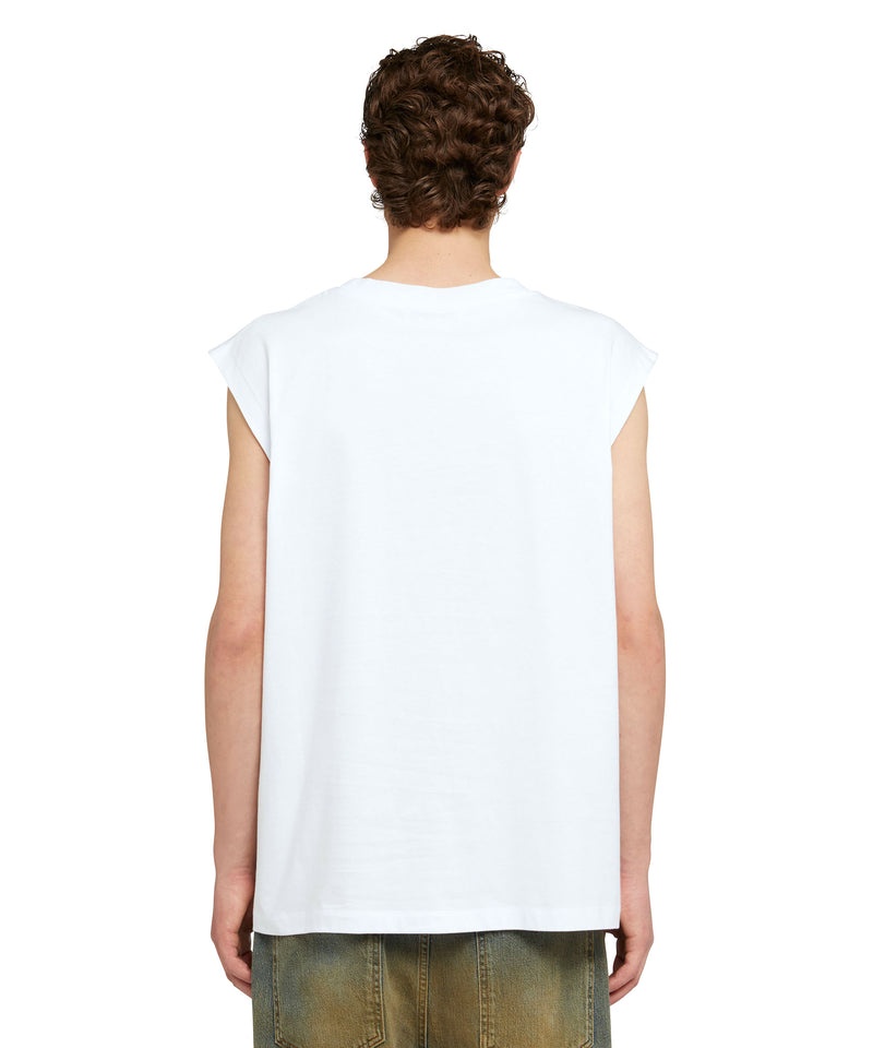 White MSGM Sleeveless Mini Logo | USA_MSGM85514