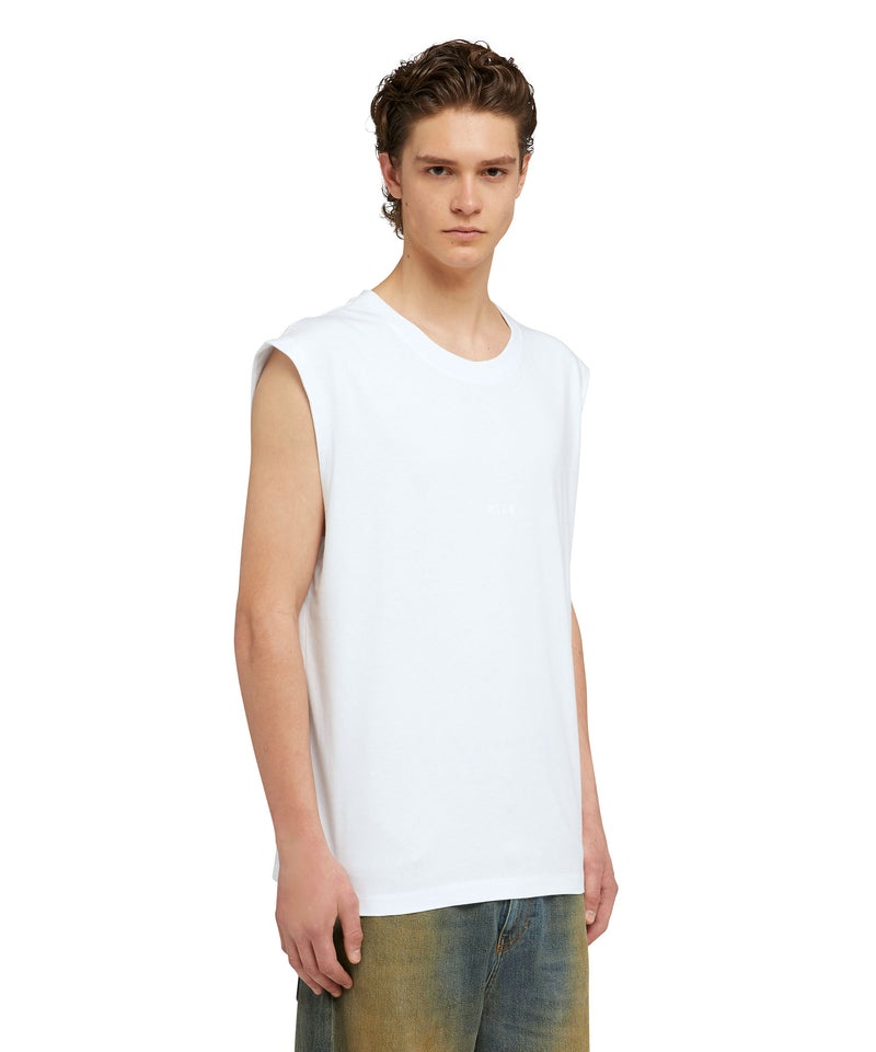 White MSGM Sleeveless Mini Logo | USA_MSGM85514