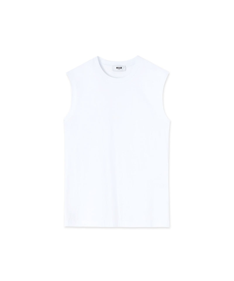 White MSGM Sleeveless Mini Logo | USA_MSGM85514