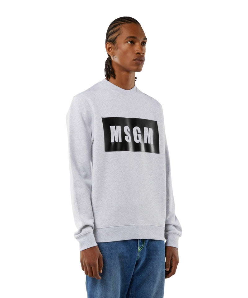 White MSGM Solid Colour Cotton Sweatshirt With A Box Logo | USA_MSGM31268