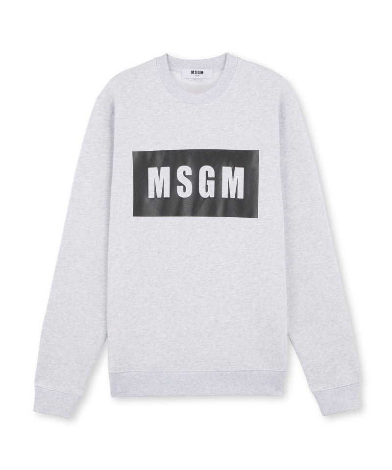 White MSGM Solid Colour Cotton Sweatshirt With A Box Logo | USA_MSGM31268