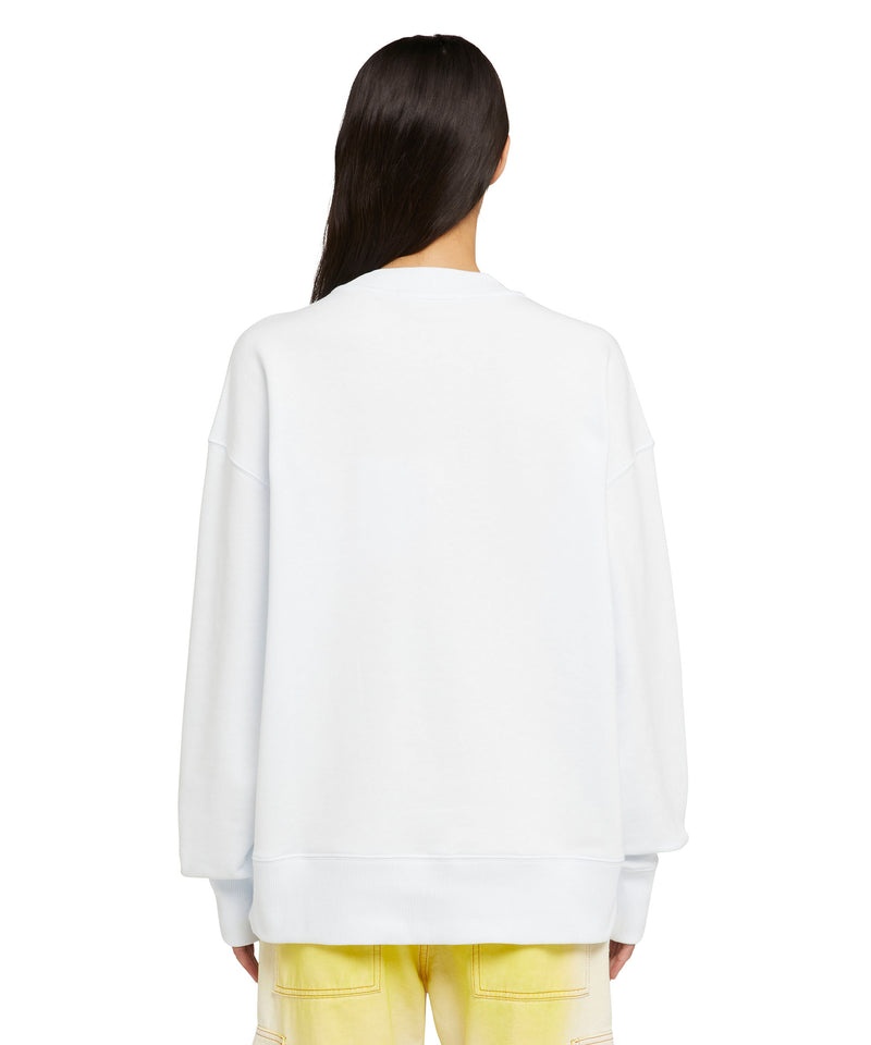 White MSGM Sweathirt With Embroidered Beaded Logo | USA_MSGM52610