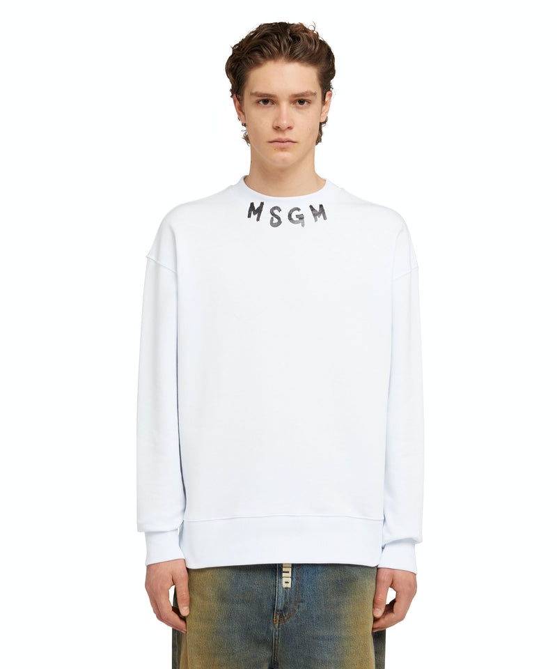 White MSGM Sweatshirt With Brushstroke Logo | USA_MSGM74084