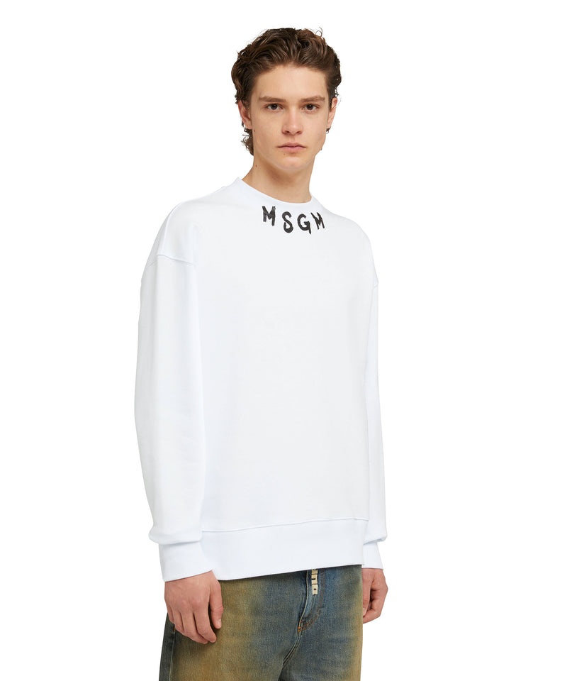 White MSGM Sweatshirt With Brushstroke Logo | USA_MSGM74084