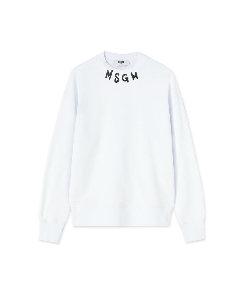 White MSGM Sweatshirt With Brushstroke Logo | USA_MSGM74084