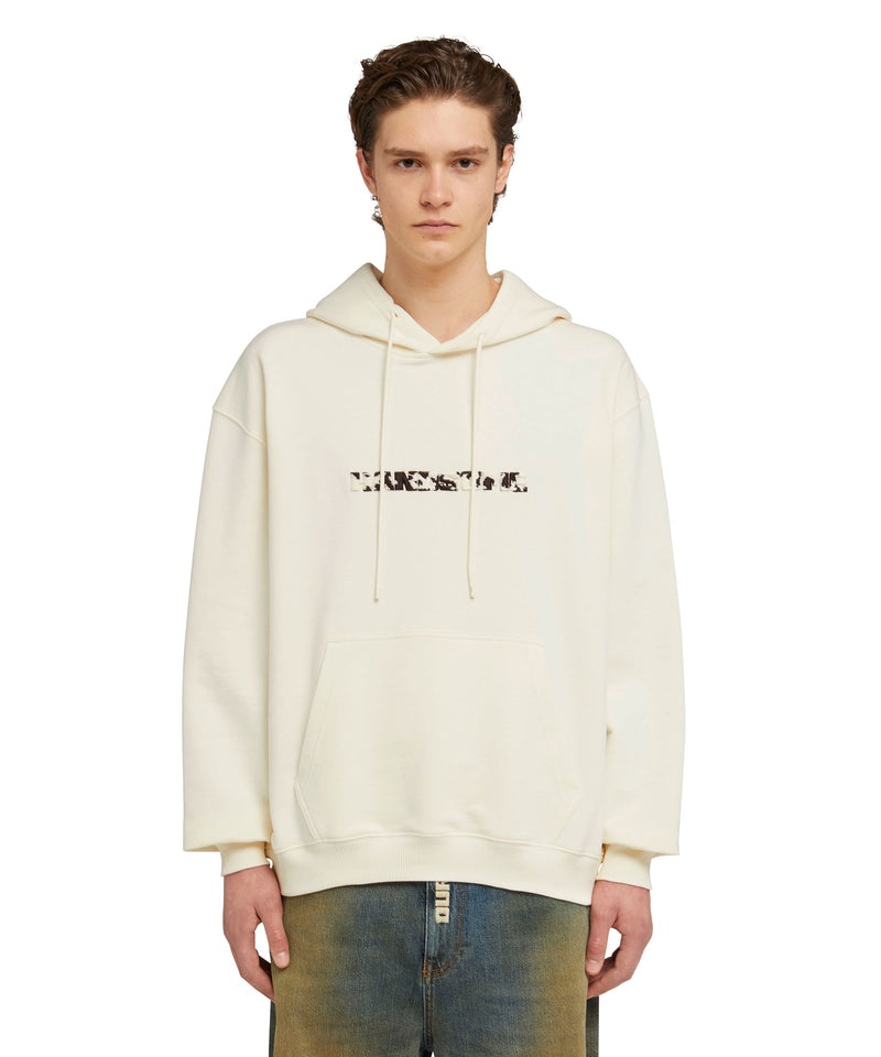 White MSGM Sweatshirt With Embroidered Handsome | USA_MSGM76757