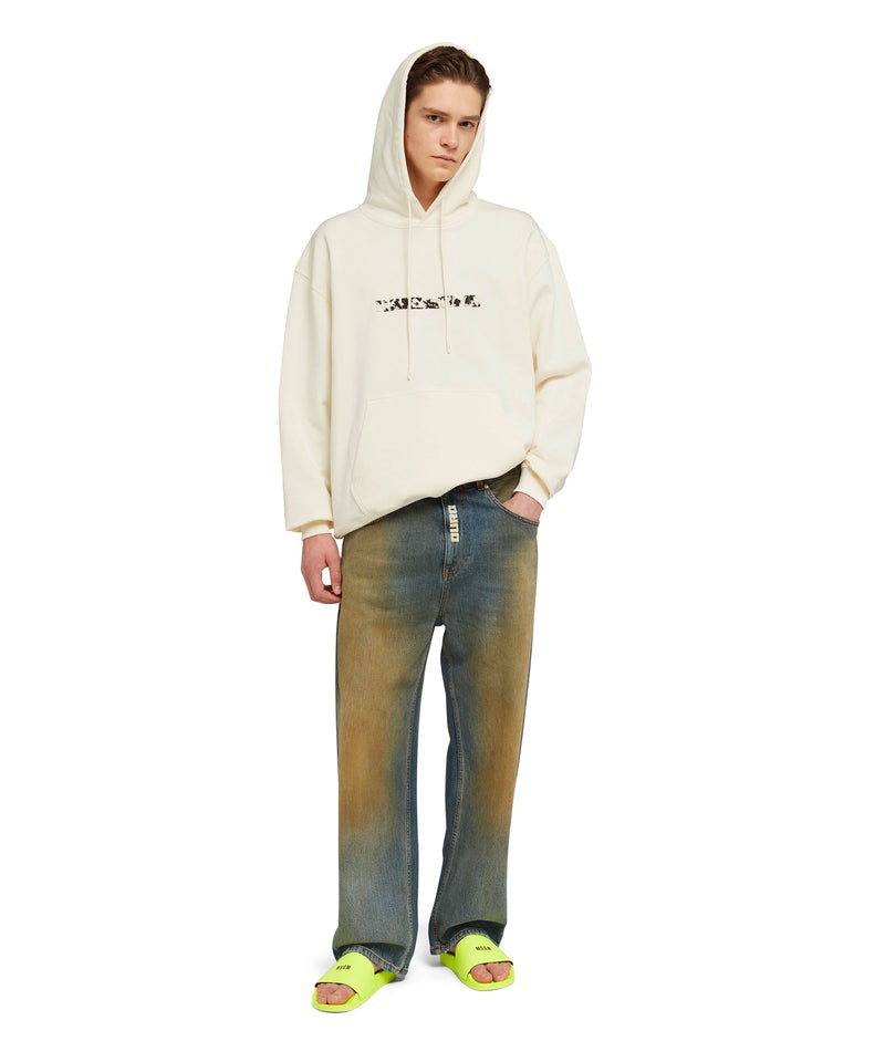 White MSGM Sweatshirt With Embroidered Handsome | USA_MSGM76757