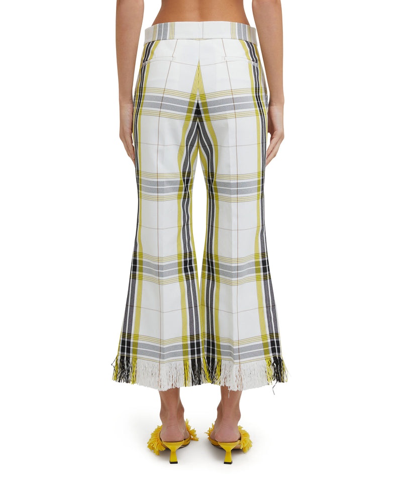 White MSGM Tecno Canvas Check Crop Pants | USA_MSGM49182