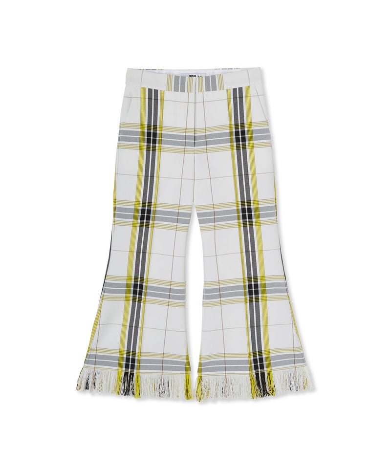 White MSGM Tecno Canvas Check Crop Pants | USA_MSGM49182