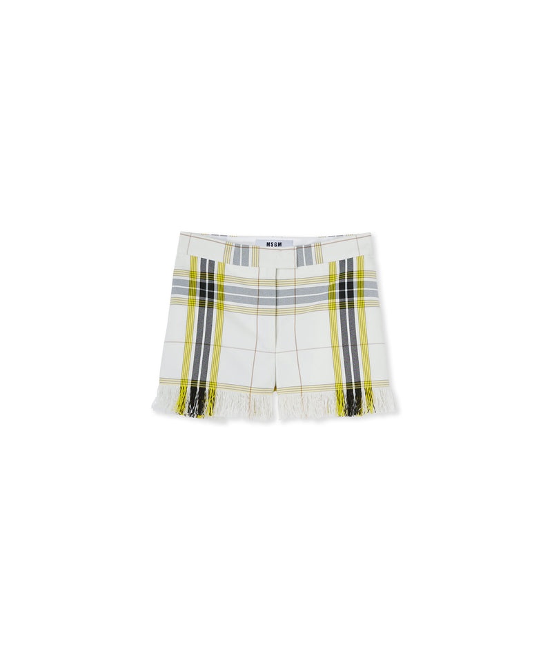 White MSGM Tecno Canvas Check Shorts | USA_MSGM66901