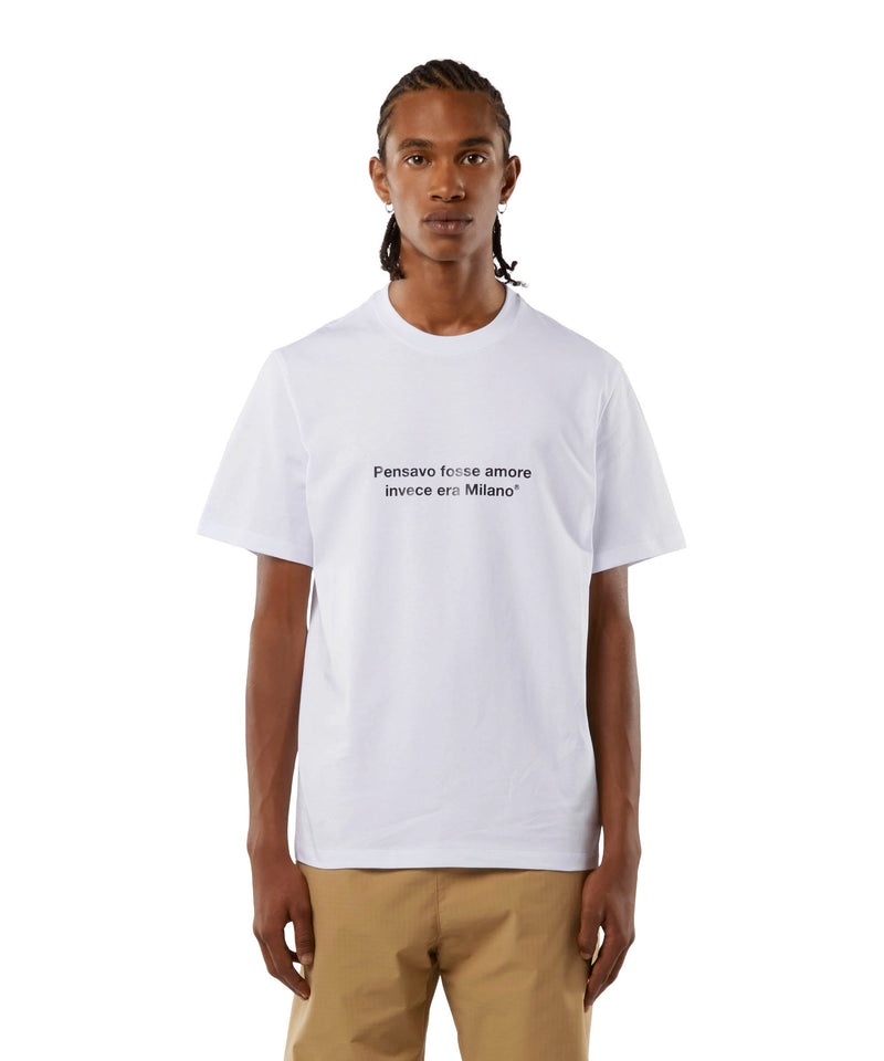 White MSGM T-shirt Quote Pensavo Fosse Amore Invece Era Milano | USA_MSGM82761