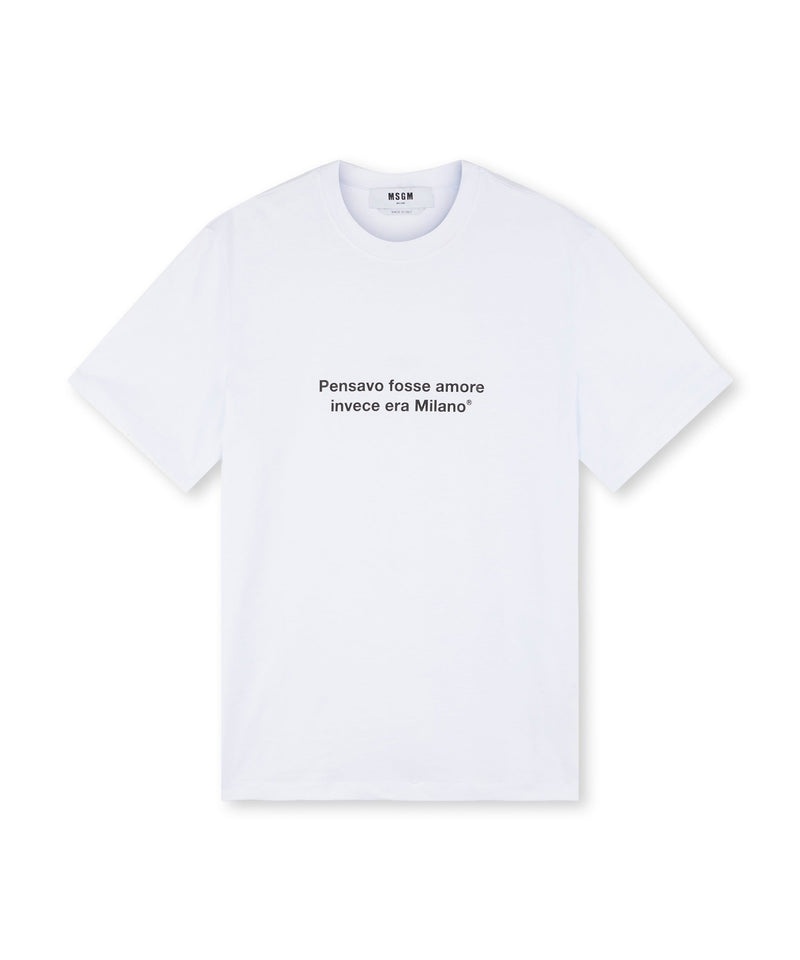 White MSGM T-shirt Quote Pensavo Fosse Amore Invece Era Milano | USA_MSGM82761