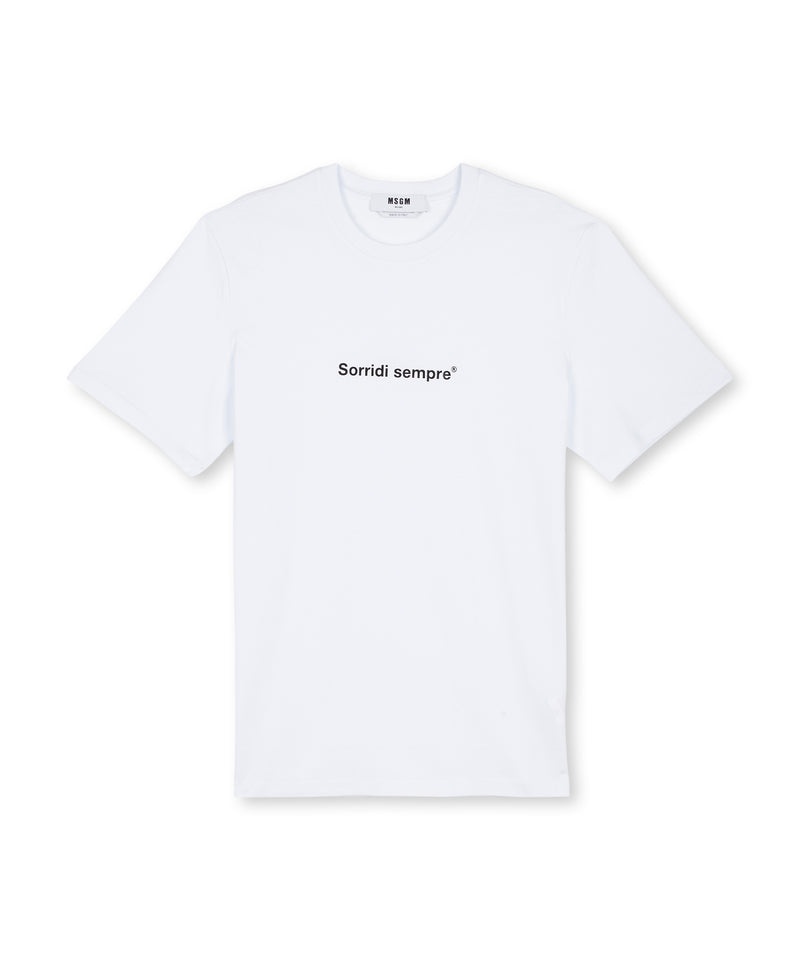 White MSGM T-shirt Quote Sorridi Sempre | USA_MSGM81778