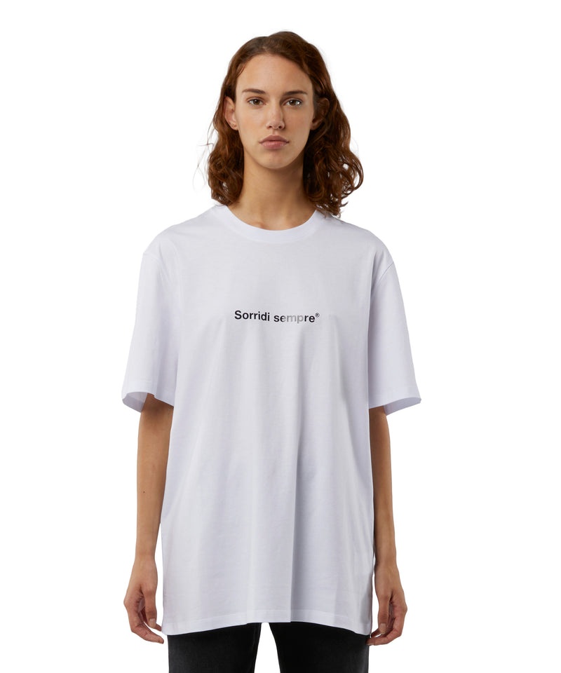 White MSGM T-shirt Quote Sorridi Sempre | USA_MSGM81778