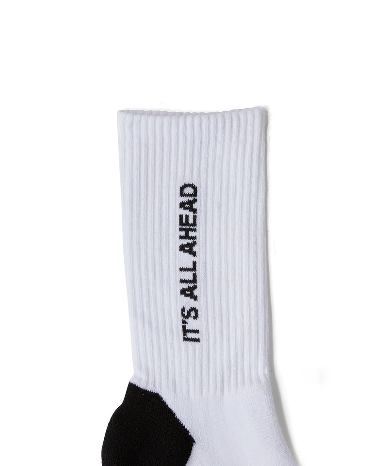 White / Black MSGM Socks With Jacquard Never Look Back Graphic | USA_MSGM41472