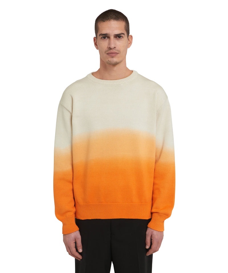 White / Orange MSGM Cotton Shirt With Faded Effect | USA_MSGM92550