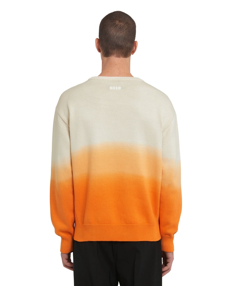 White / Orange MSGM Cotton Shirt With Faded Effect | USA_MSGM92550