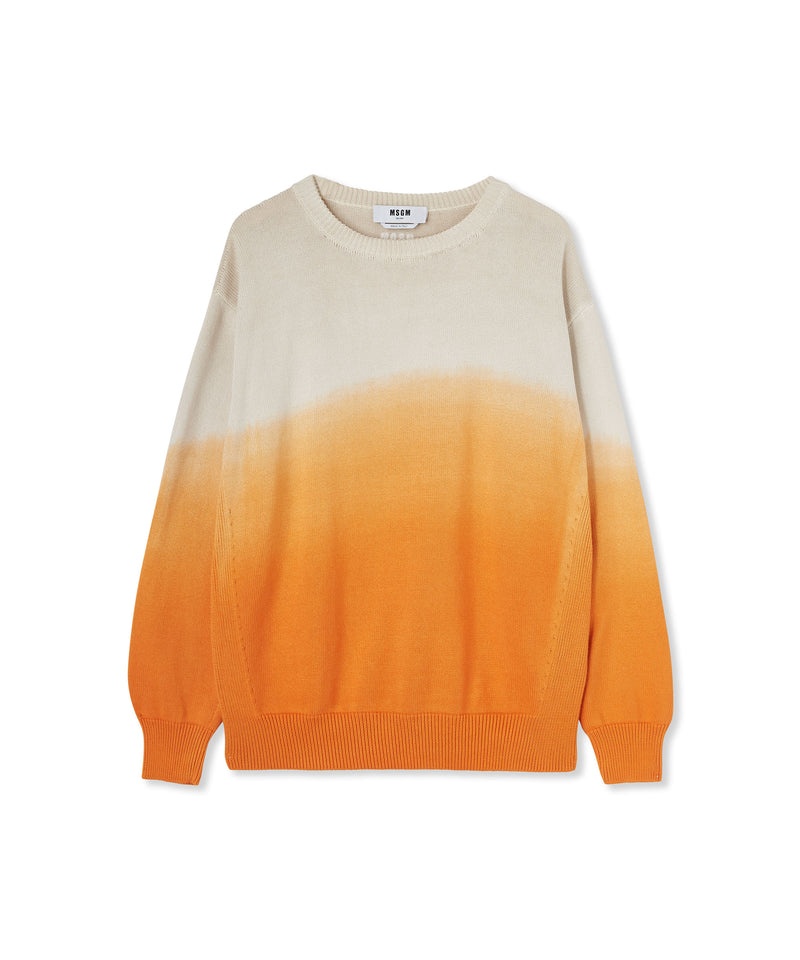 White / Orange MSGM Cotton Shirt With Faded Effect | USA_MSGM92550