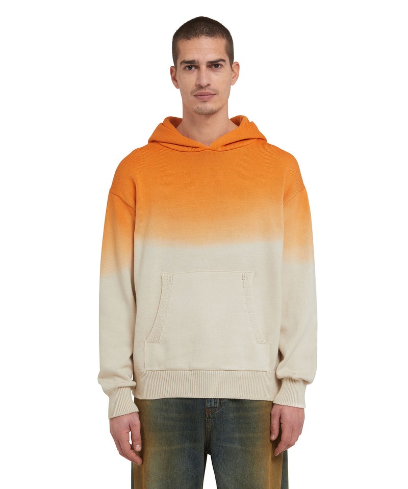 White / Orange MSGM Cotton Shirt With Hood And Faded Effect | USA_MSGM56346