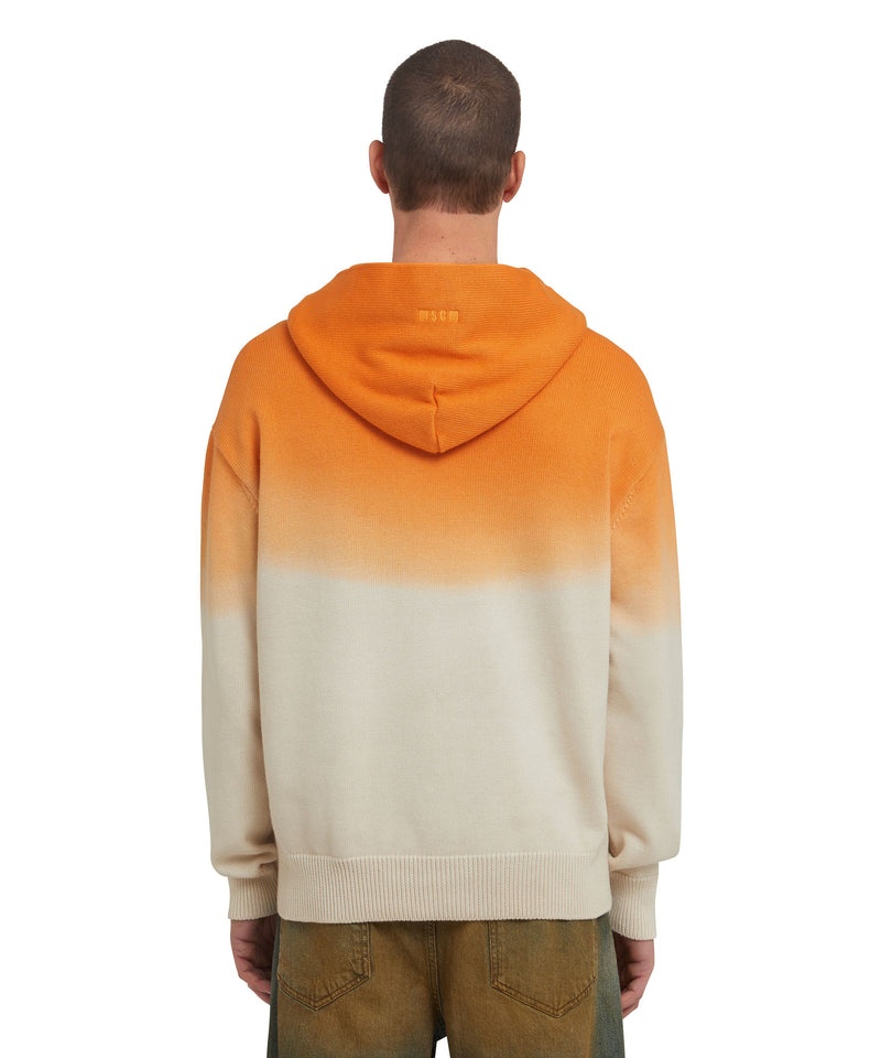 White / Orange MSGM Cotton Shirt With Hood And Faded Effect | USA_MSGM56346