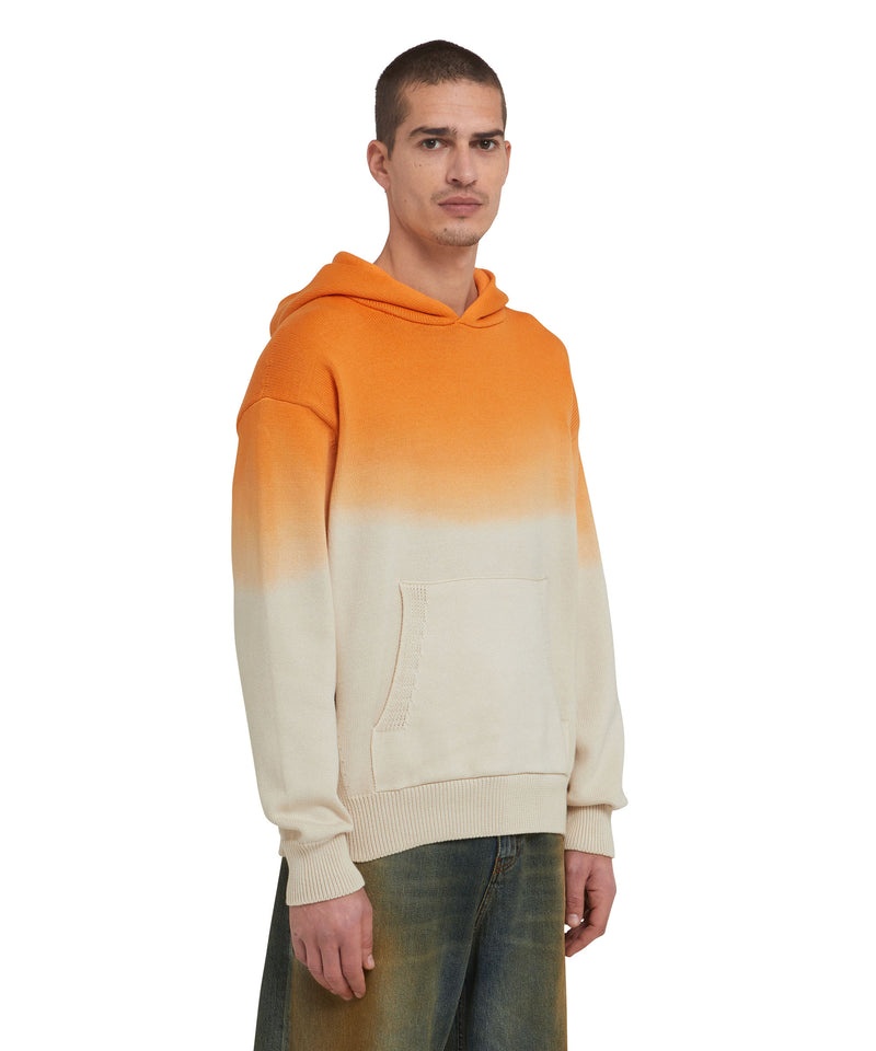 White / Orange MSGM Cotton Shirt With Hood And Faded Effect | USA_MSGM56346