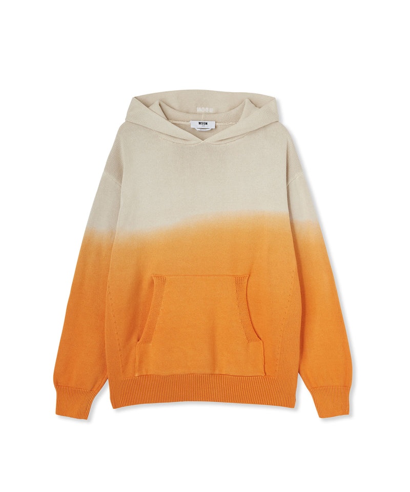 White / Orange MSGM Cotton Shirt With Hood And Faded Effect | USA_MSGM56346