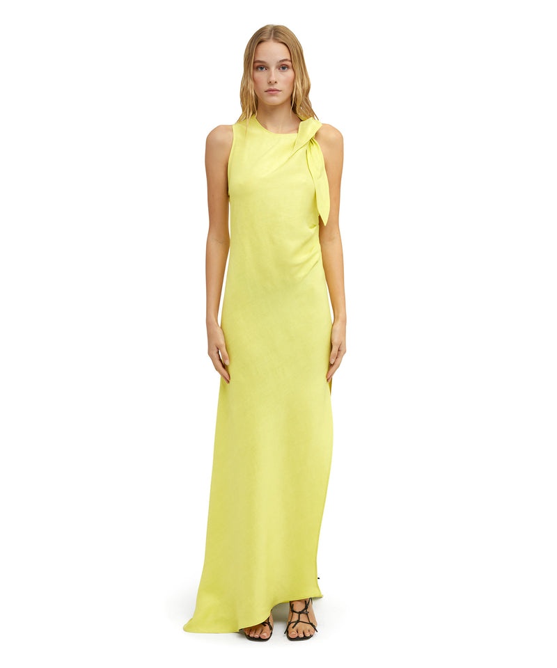 Yellow MSGM Blended Linen And Viscose Long Sleeveless | USA_MSGM53298