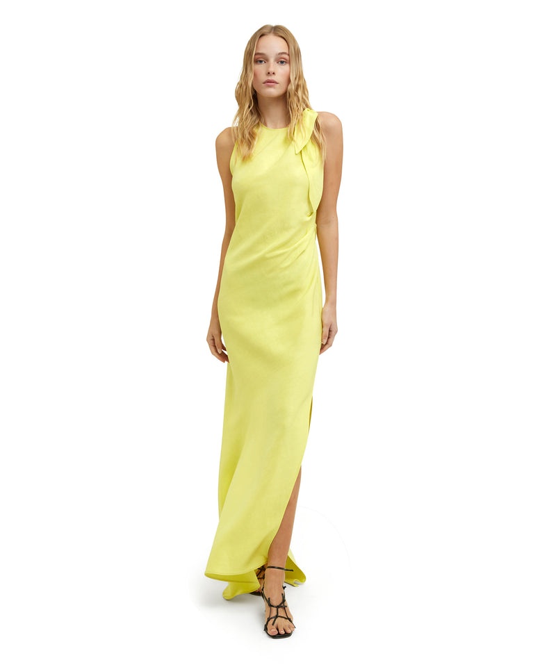 Yellow MSGM Blended Linen And Viscose Long Sleeveless | USA_MSGM53298