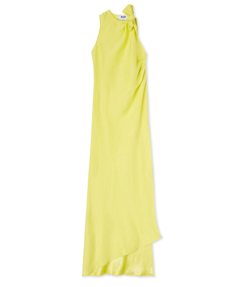 Yellow MSGM Blended Linen And Viscose Long Sleeveless | USA_MSGM53298