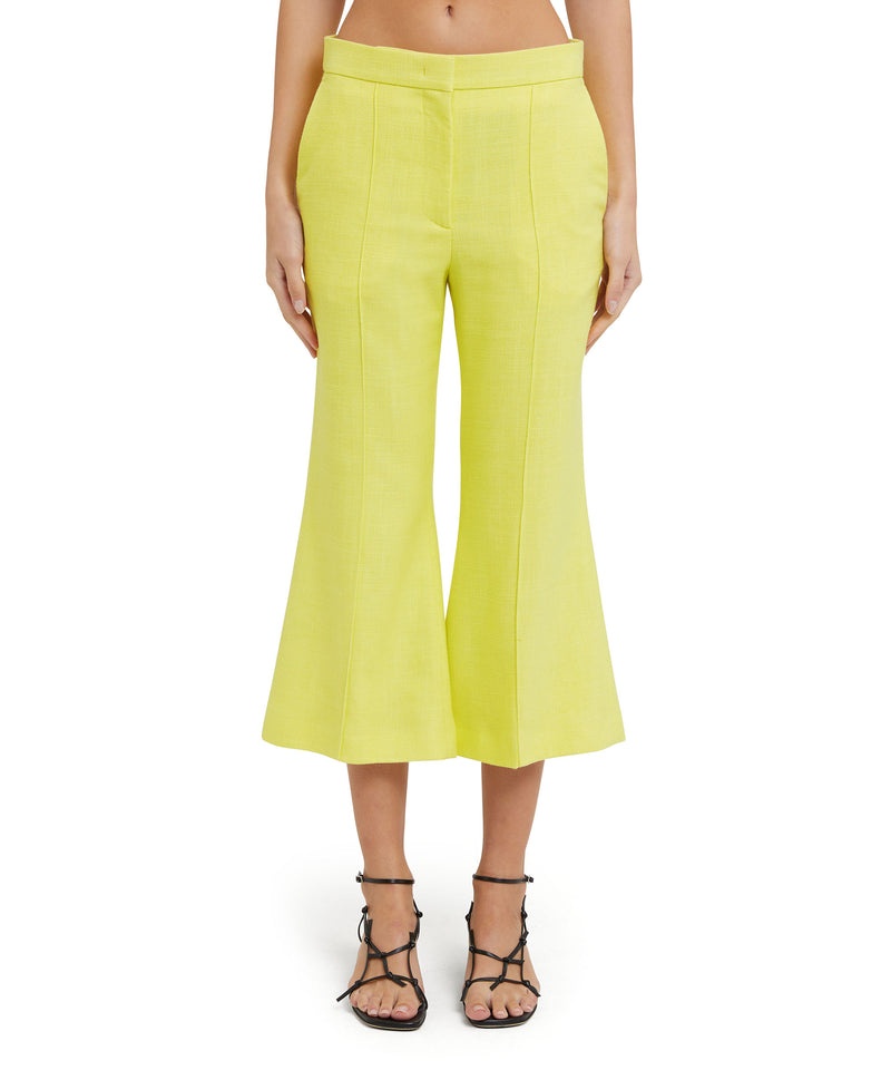 Yellow MSGM Blended Linen Crop Pants | USA_MSGM92564