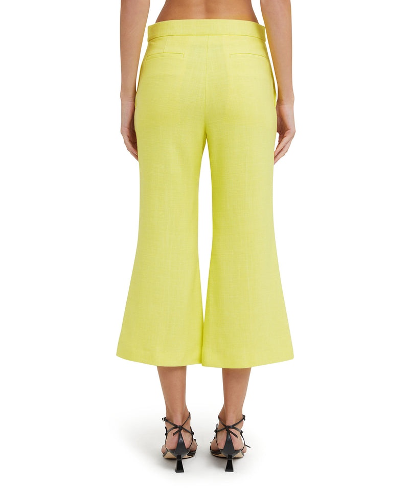 Yellow MSGM Blended Linen Crop Pants | USA_MSGM92564