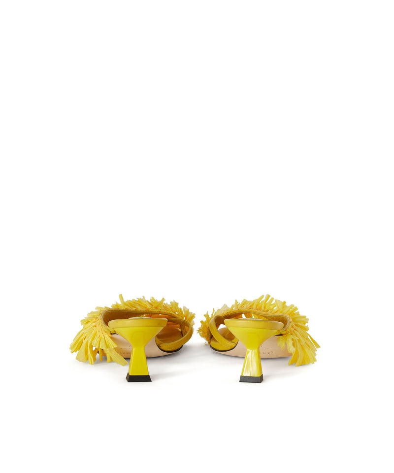 Yellow MSGM Mule With Raffia Insert | USA_MSGM61291