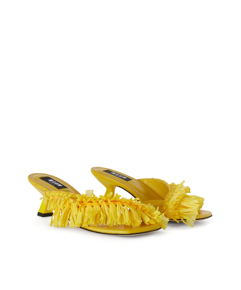 Yellow MSGM Mule With Raffia Insert | USA_MSGM61291