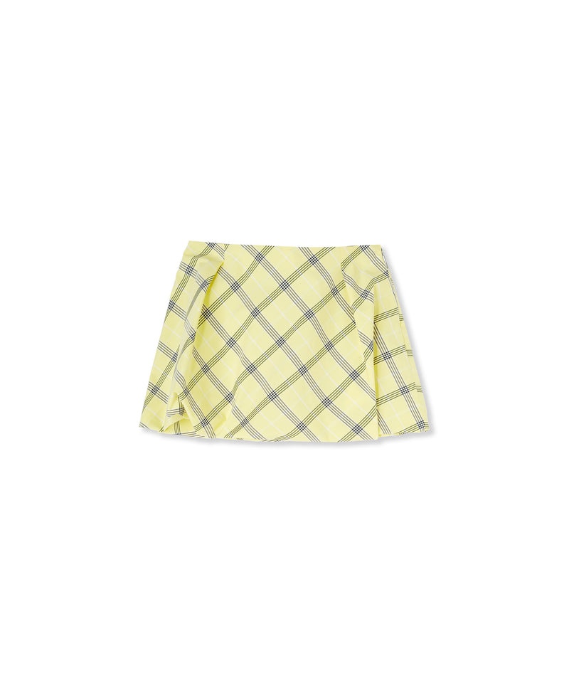 Yellow MSGM Poplin Check Wide Mini Skirt | USA_MSGM46652