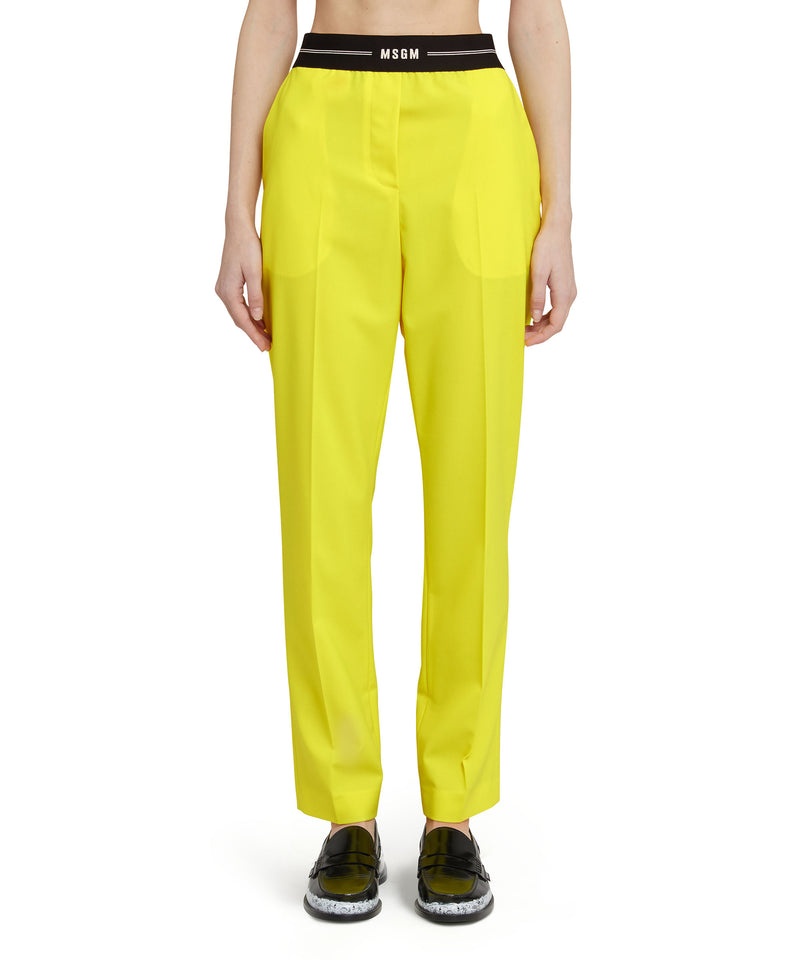 Yellow MSGM Slim-fit Pants With Logoed Elastic Waistband | USA_MSGM30668