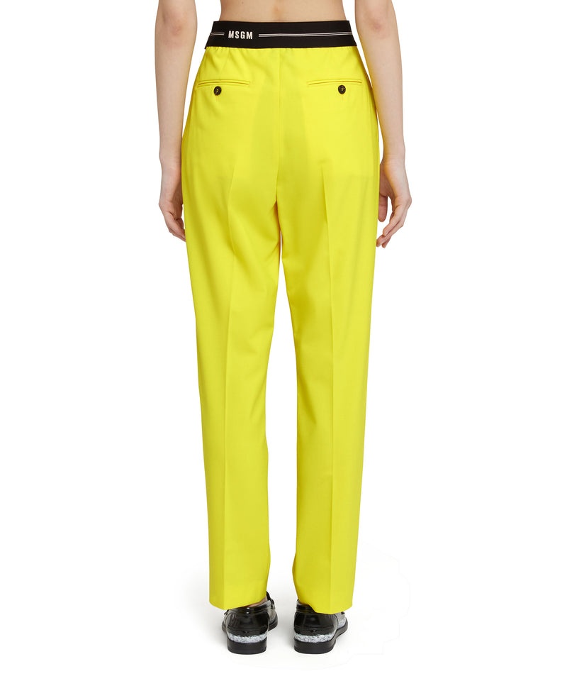 Yellow MSGM Slim-fit Pants With Logoed Elastic Waistband | USA_MSGM30668