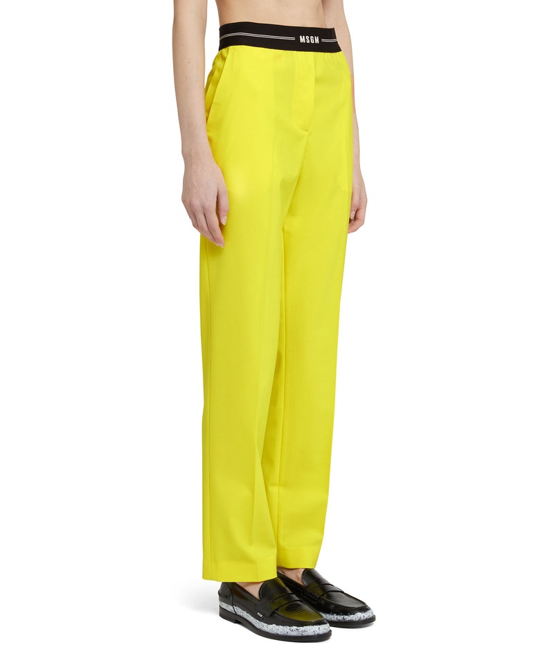 Yellow MSGM Slim-fit Pants With Logoed Elastic Waistband | USA_MSGM30668