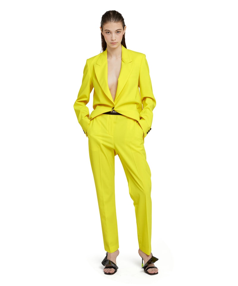 Yellow MSGM Slim-fit Pants With Logoed Elastic Waistband | USA_MSGM30668